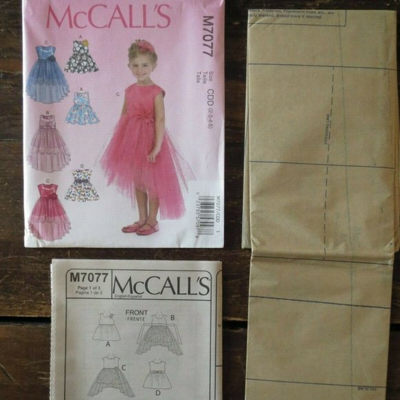 New McCall's M7077 CDD Pattern Girls Fancy Party Princess DRESSES US Size 2-5 - Picture 1 of 5